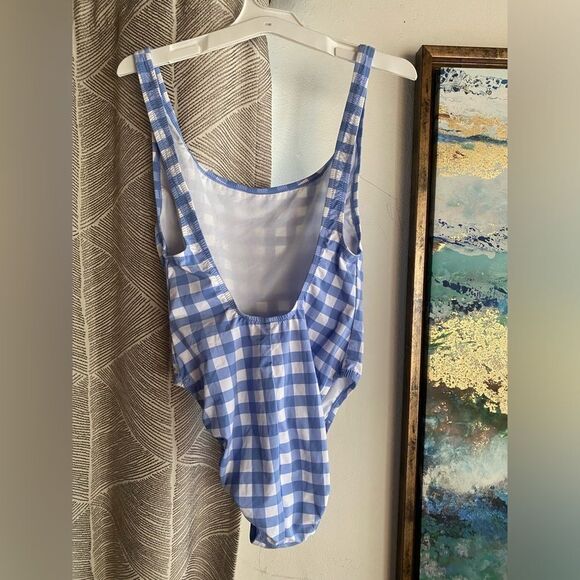 J. CREW Swimsuit Womens Size 4 Gingham Check White And Light Blue One Piece - Picture 3 of 13
